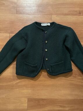 Dark Green Wool Blend Cropped Jacket